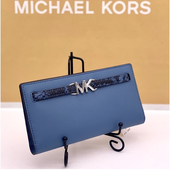 Michael Kors Reed Large Snap Bifold Wallet Denim Color - Picture 10 of 14